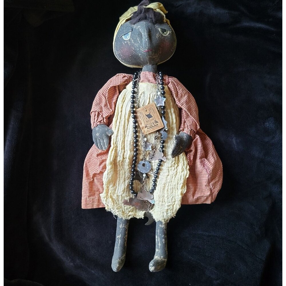 Pearsons Simply Primitives Handmade Fabric Doll w/ Rustic Accessories Folk Art